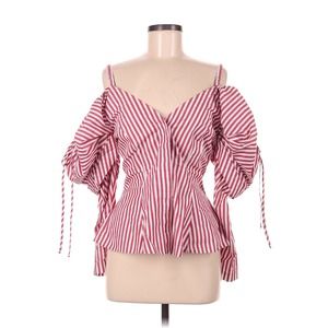 Petersyn Alice Striped Poplin Cold Shoulder Blouse Sized Med